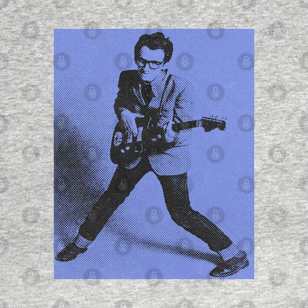 Elvis Vintage Blue Halftone by Baharnis